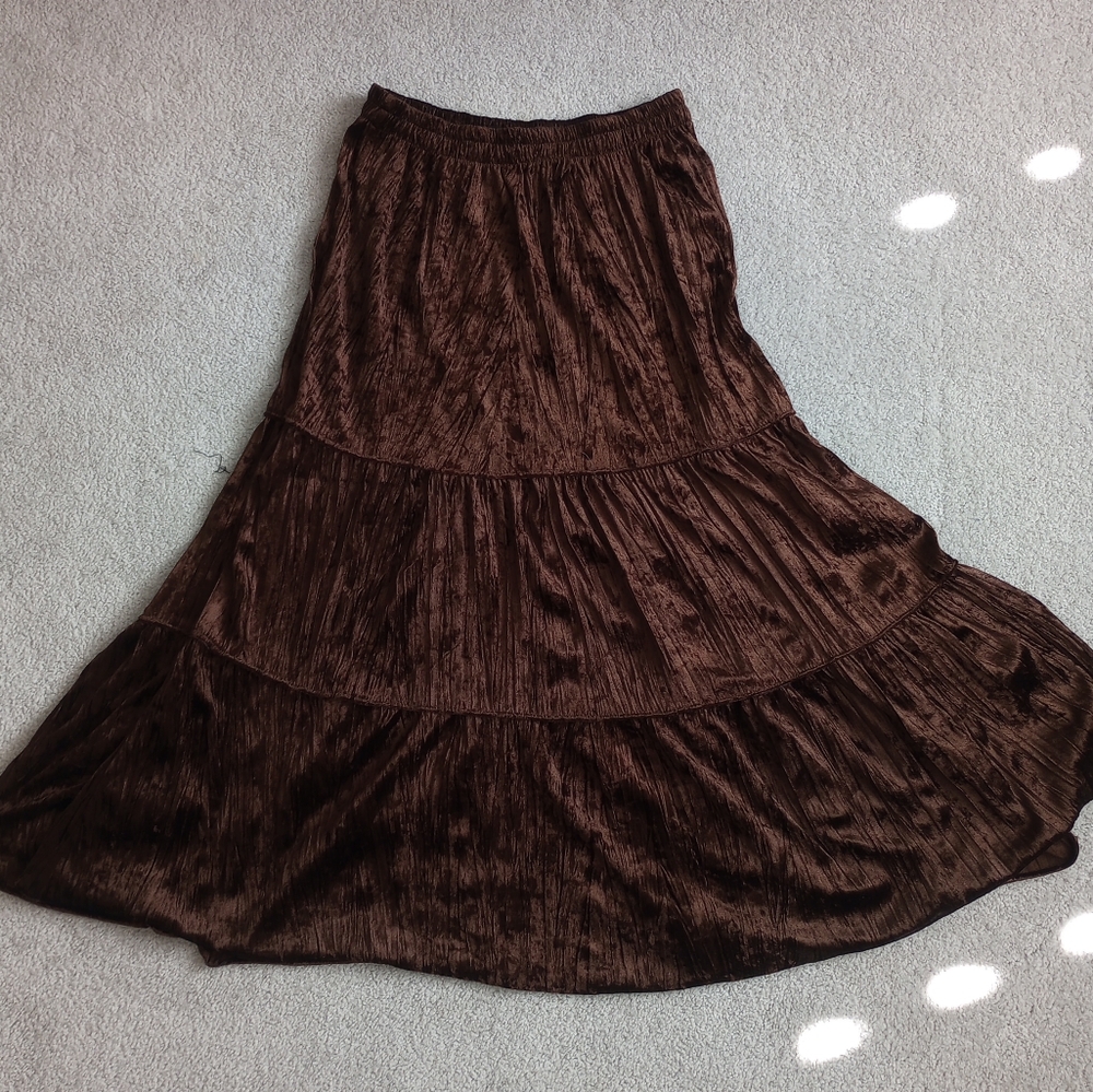 Brown Crushed Velvet Women's Skirt